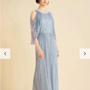 Radiant Sequins Cape Sleeve Evening Gown  1920s style